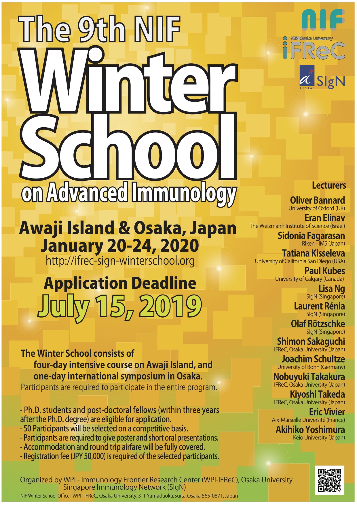 9th NIF Winter School on Advanced Immunology, 20 al 24 enero 2020, Japan graphic