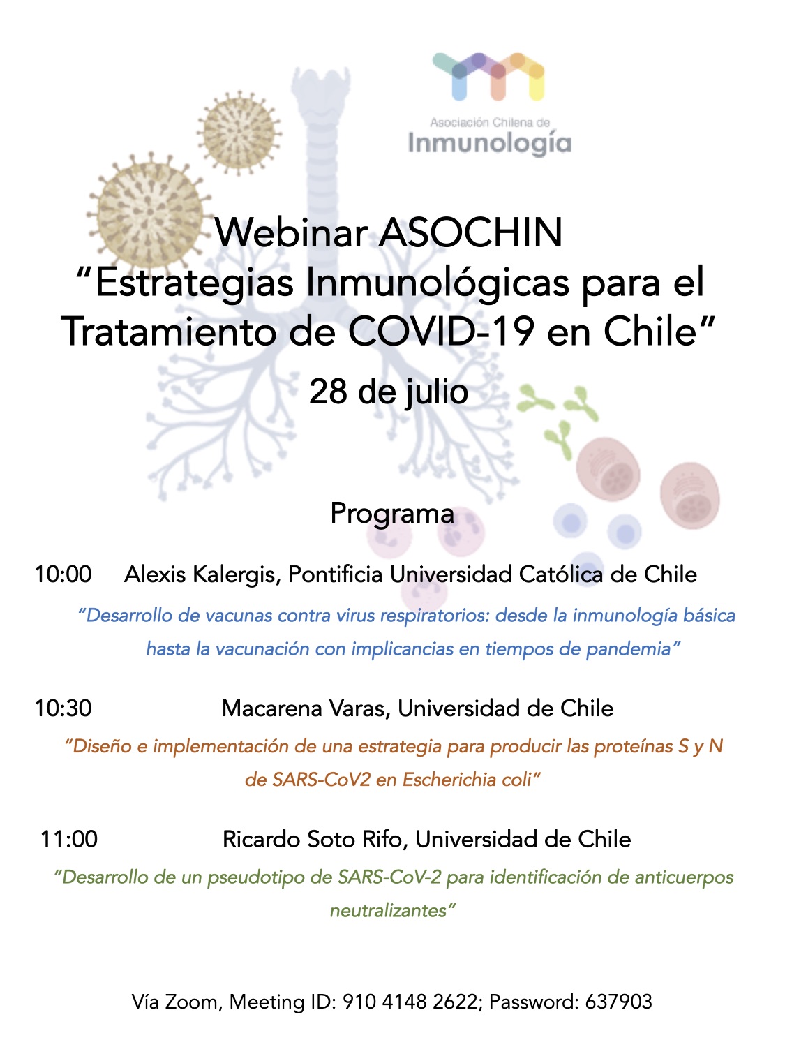 Segundo Webinar ASOCHIN «Estrategias Inmunológicas para el Tratamiento de COVID-19 en Chile» graphic